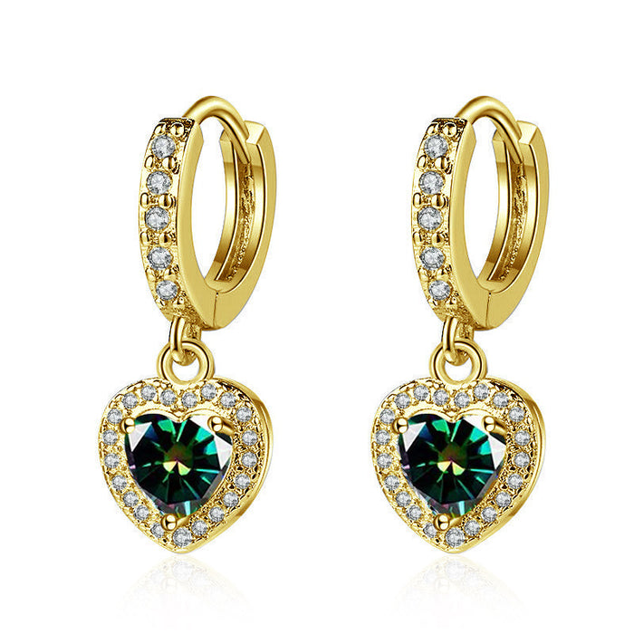 Wholesale Copper Inlaid Zircon Heart Earrings