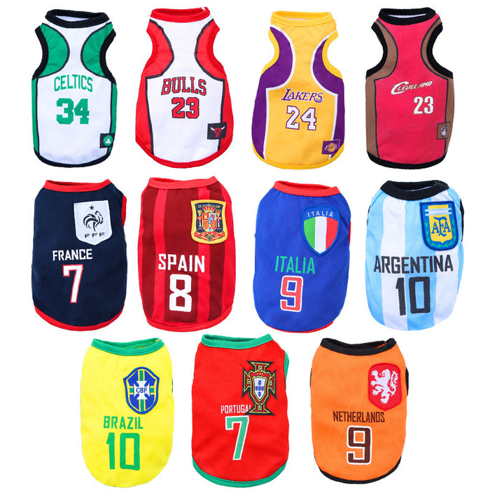 Wholesale World Cup Pet Soccer Jersey - Polyester Breathable Summer Jersey for Dogs and Cats