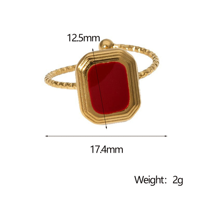 Wholesale Stainless steel fashionable square ring, simple and versatile, light luxury titanium steel jewelry