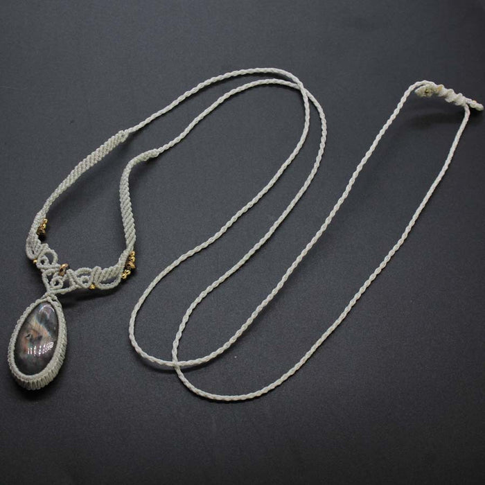 Wholesale Women S Vintage Bohemian Handmade Necklace Irregular Drop Natural Stone Pendant Braided Chain Fashion Jewelry Accessory