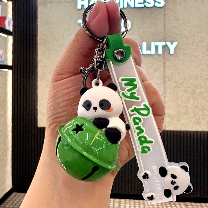 Wholesale  Cartoon Rotating Panda  Car Keychain Schoolbag Bag Pendant