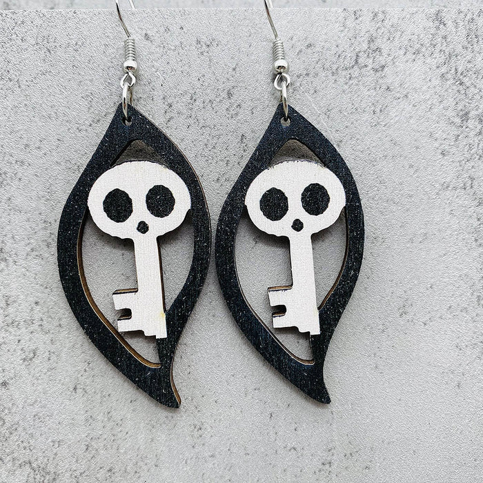 Wholesale  Pumpkin Skull Ghost Earrings  S-Shaped Wooden Earrings  Party Accessories