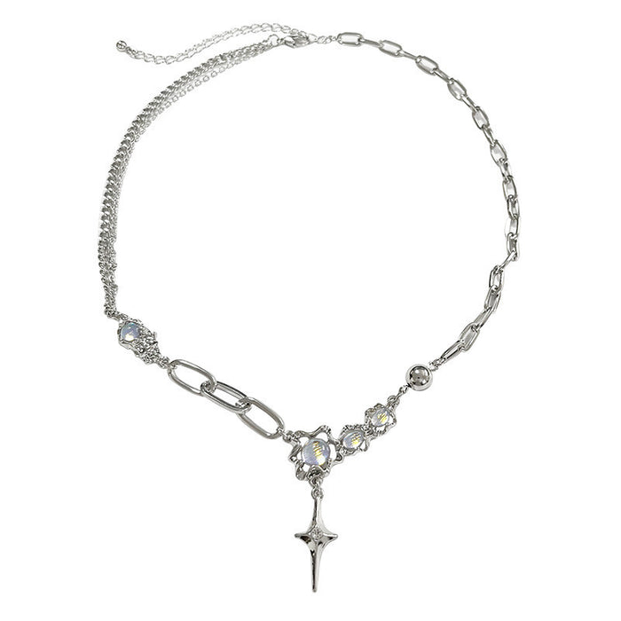 Wholesale Moonlight cross necklace, light luxury starry necklace, collarbone chain accessory