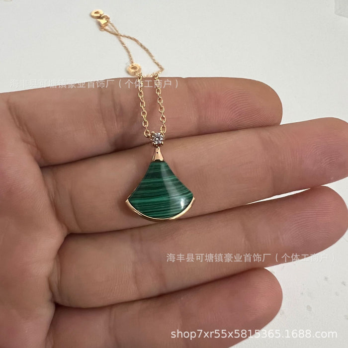 Wholesale  V gold high version small skirt necklace female white fritillary fan rose gold pendant clavicle chain