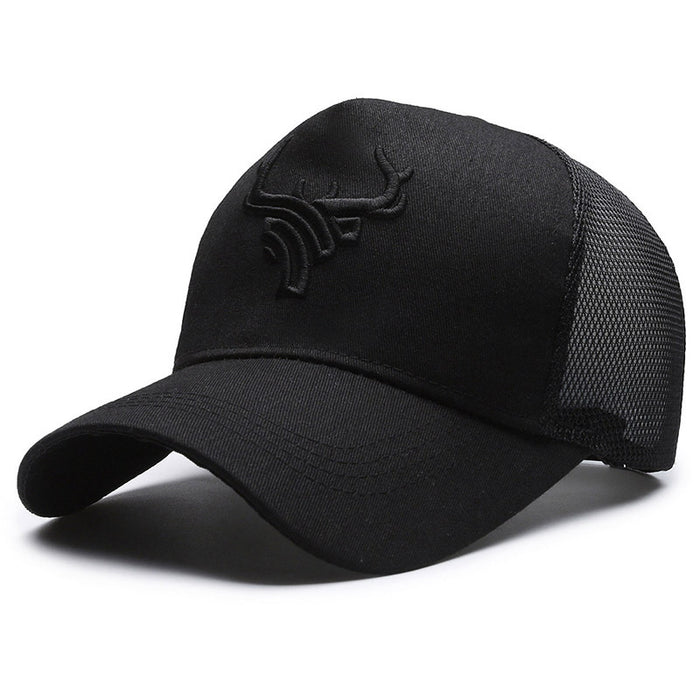 Wholesale High top five piece mesh cap embroidered deer antlers baseball cap breathable sun protection duckbill cap