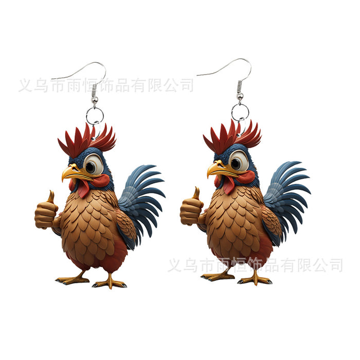 Wholesale Farmhouse Style Acrylic Chicken Series Earrings JDC-ES-Yuhen008