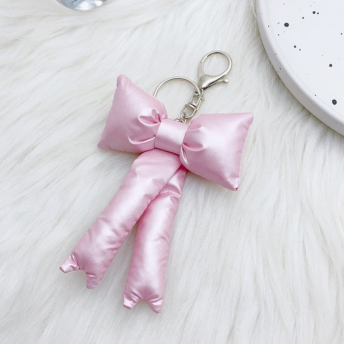 Wholesale  Simple Pink Plaid Bow Accessories Keychain