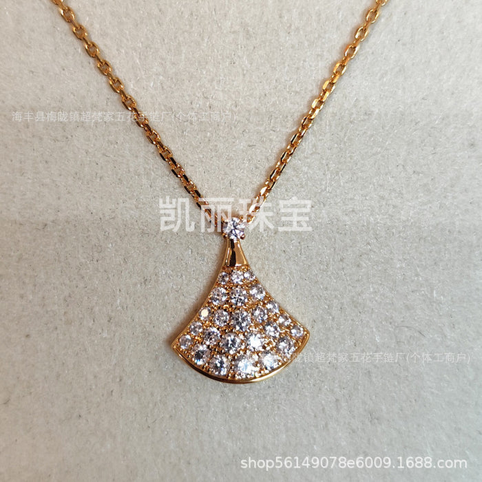 Wholesale Gold Plated Fan Necklace Copper Alloy Jewelry Accessory