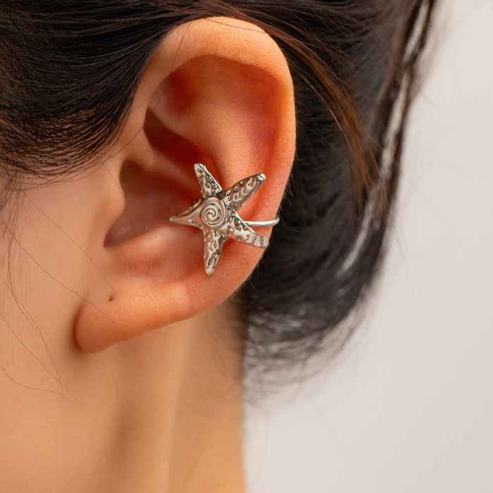Wholesale Fashionable alloy earrings with light luxury and high-end feel, flower moon sun ear clip, ear bone clip
