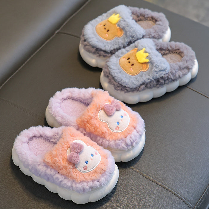 Wholesale Winter Children's Cotton Slippers for Boys and Girls Warm Non-slip Plush Parent-child Bag Baby Furry Cotton Slippers JDC-SP-Langd005