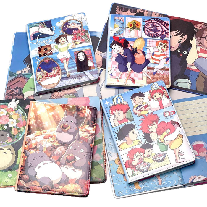 Wholesale Trendy A5 Faux Leather Notebook with Anime Cat Print Cover Full Color Inside Pages