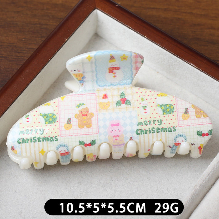 Wholesale Sweet Christmas Plaid Bear Large Plastic Hair Claw Clip Stylish Fashion Accessory For Women Great Gift Or Boutique Resale