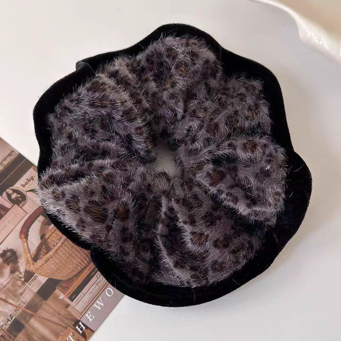 Wholesale Autumn and Winter Vintage Fluff Leopard Hair Ring Elegant Hair Accessories