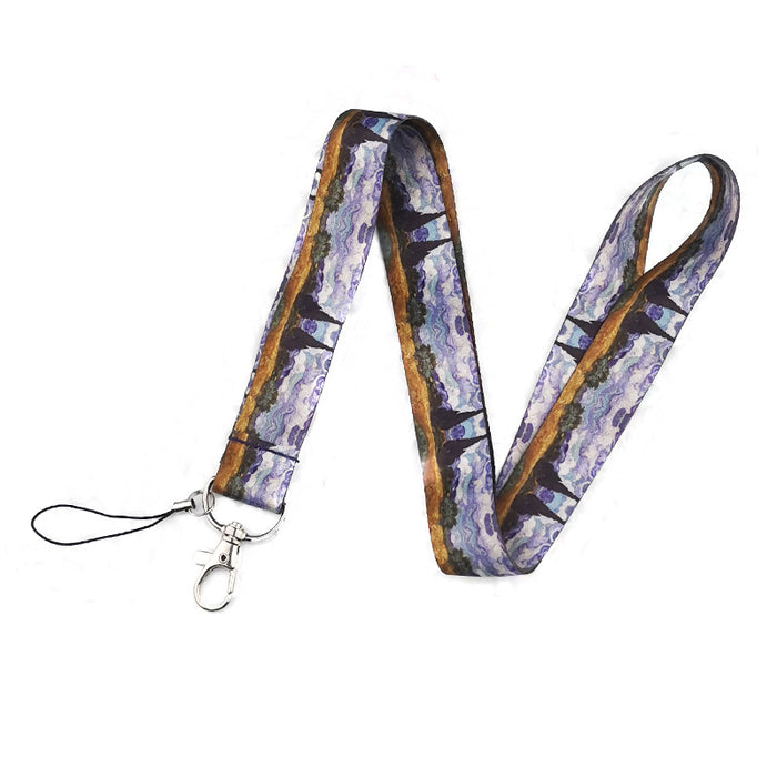 Wholesale Painting series double-sided printed polyester anti-loss neck strap phone lanyard and keychain
