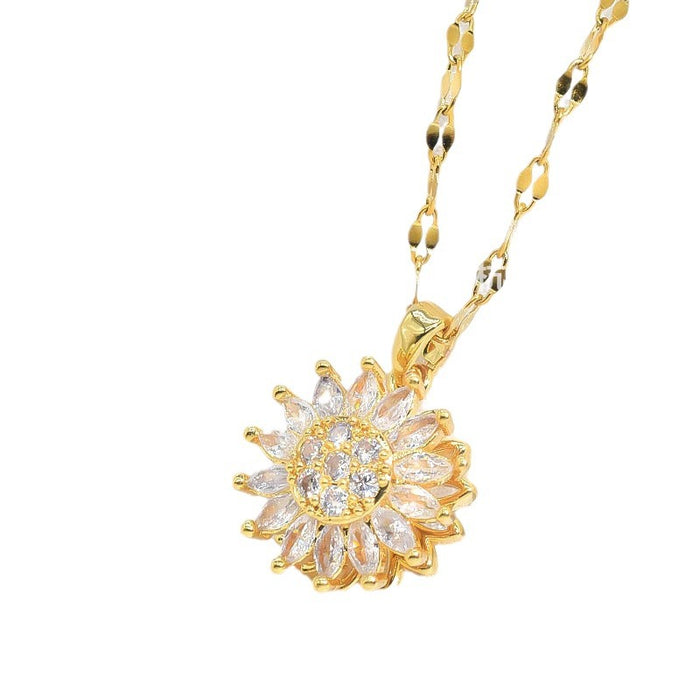 Wholesale Sunflower necklace simple, natural, versatile, trendy inlaid pendant, collarbone chain accessory