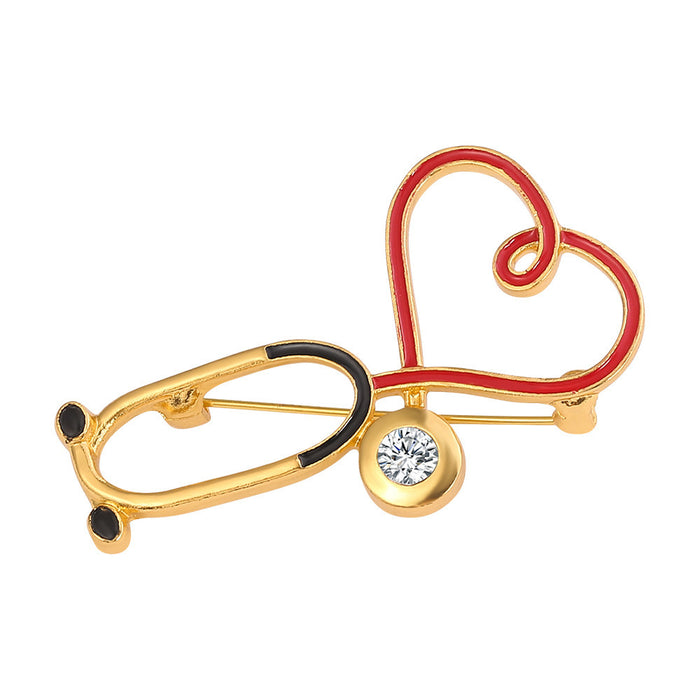 Wholesale Medical Series Metal Enamel Brooch Stethoscope Electrocardiogram  Doctors and Nurses Badges