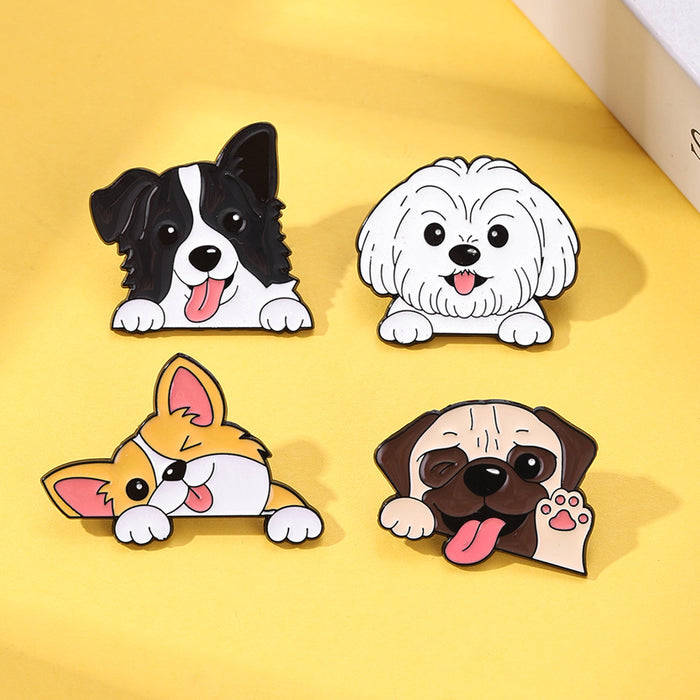 Wholesale Cute Cartoon Dog Series Metal Brooches
