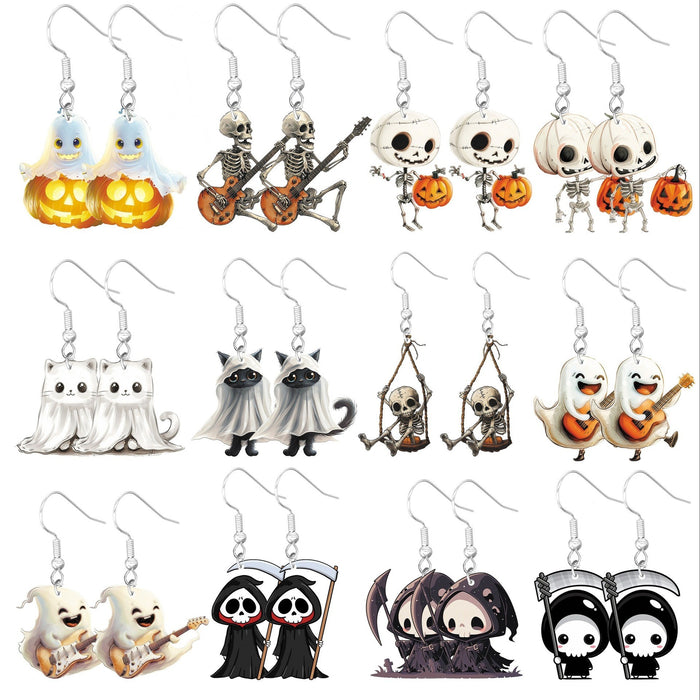 Wholesale Acrylic Earrings  Christmas Cute Pumpkin Skull Animal Design Party MOQ≥10