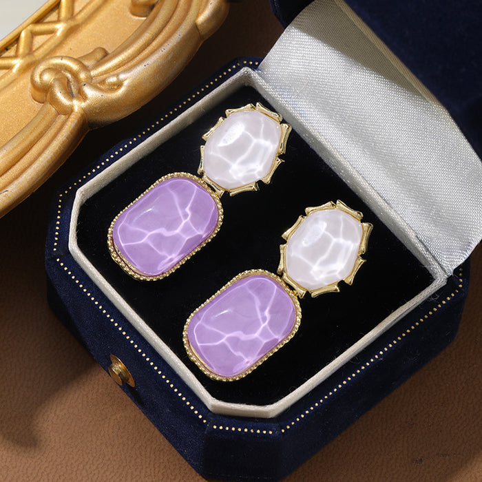 Wholesale Contrast color water ripple irregular square earrings