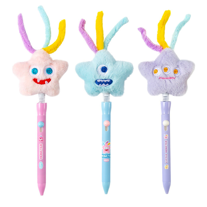 Wholesale Star monster plush doll gel pen creative cute rocking pen plush pen 0. 5mm black water pen
