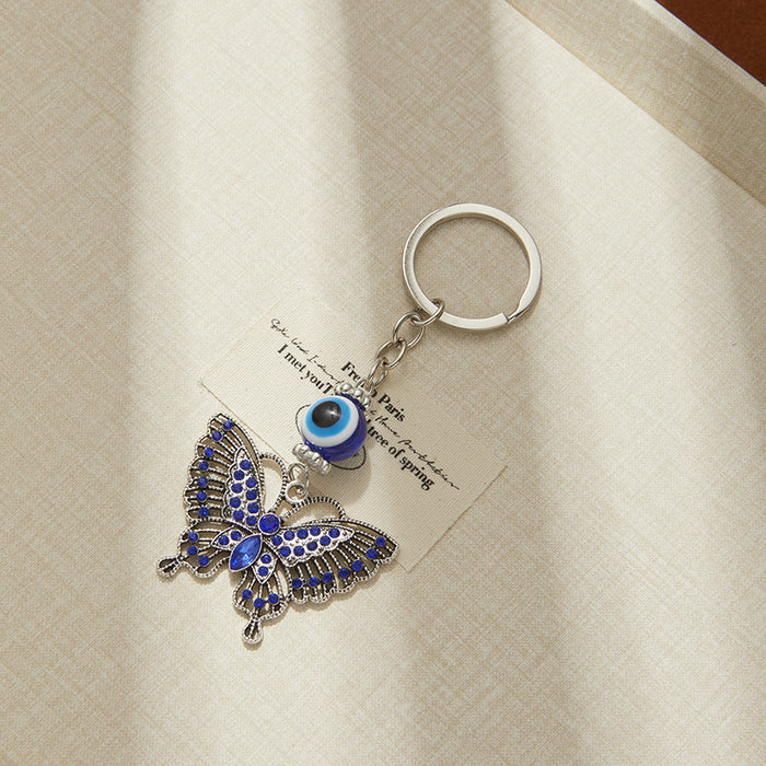 Wholesale Diamond Keychain  Elephant Butterfly Pendant Devil's Eye Accessories