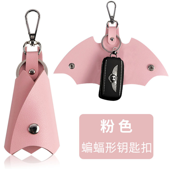 Wholesale Trendy Bat Shape PU Leather Car Keychain Key Ring Accessory For Men Women Gift