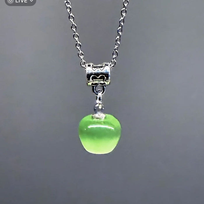 Wholesale Girly Heart Red Apple Design Necklace