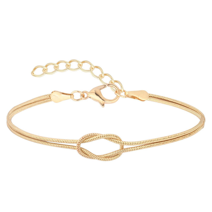 Wholesale Gold Love Knot Snake Bone Bracelet Unisex Infinity Heart Hand Chain Copper