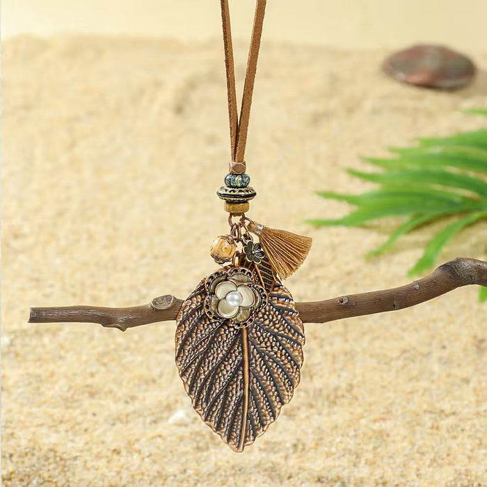 Wholesale Retro Bohemian Tassel Pendant Necklace Zinc Alloy Electroplated Geometric Pendant MOQ≥2