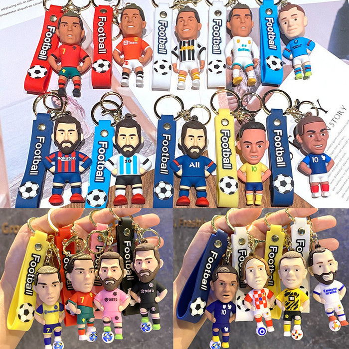 Wholesale Metal Soccer Star Cartoon Keychain Decorative Car Key Accessory MOQ≥2