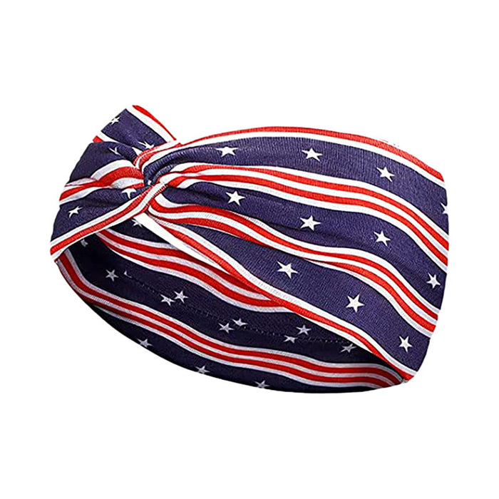 Wholesale 2PCS American Flag Independence Day Stars Knotted Sweat Absorbent Sports Bundle Fabric Headband JDC-HD-YunQ001