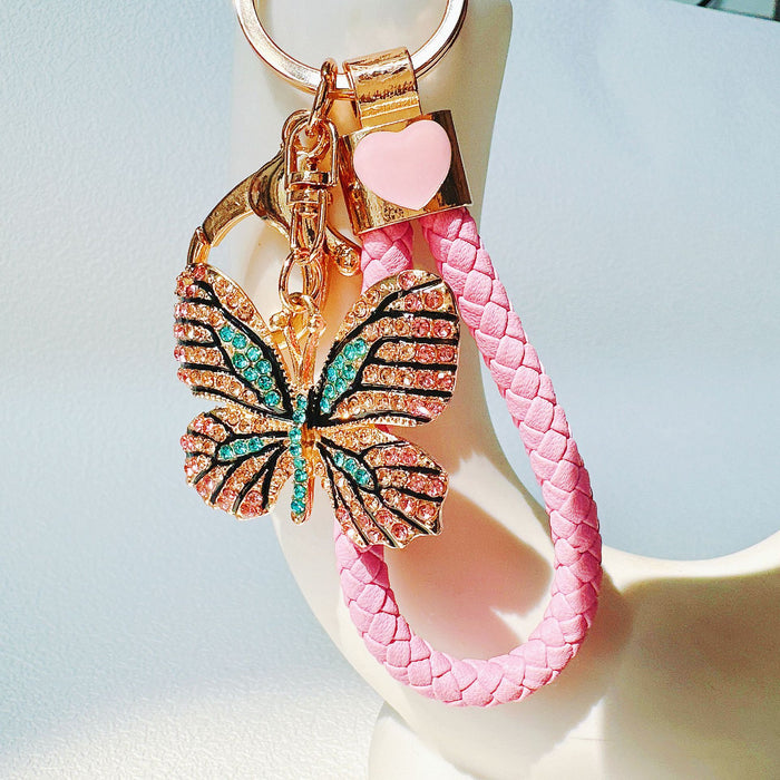 Wholesale Rhinestone Painted Colorful Butterfly Zinc Alloy Keychain JDC-KC-ZhanLun007