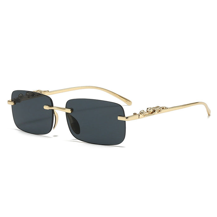 Wholesale Metal frameless glasses, personalized cut edge sunglasses, colored lenses, retro sunglasses, color changing sunglasses