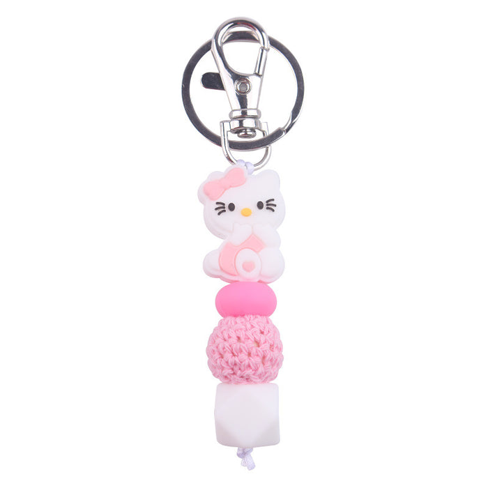 Wholesale Cartoon Silicone Beads Keychain JDC-KC-GuangTian036