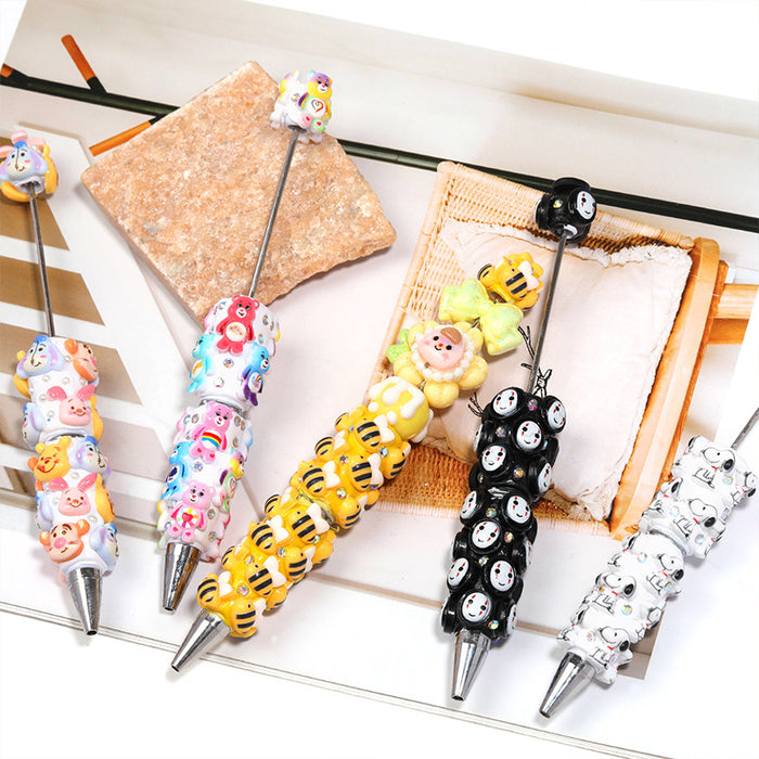 Wholesale Fashion Cartoon Bear Ballpoint Pen Resin Bead DIY Craft Gift minimum quantity: 5