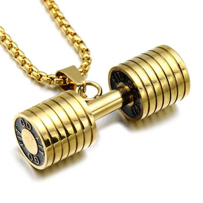 Wholesale Men necklace dumbbell fitness stainless steel pendant