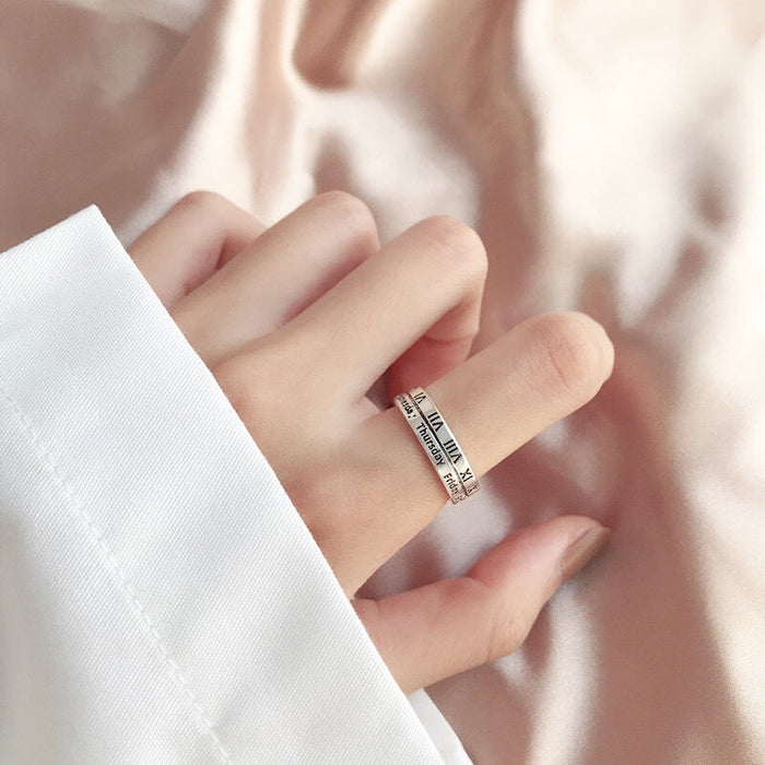 Wholesale Vintage, minimalist, versatile, vintage Roman numeral ring with an open index finger ring