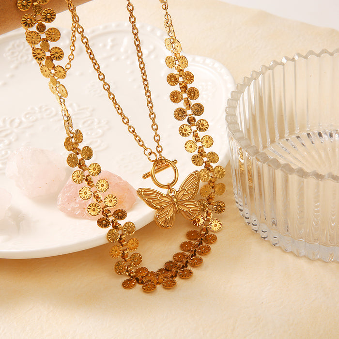 Wholesale Personalized fashion color preservation stainless steel temperament collarbone chain butterfly necklace wholesale
