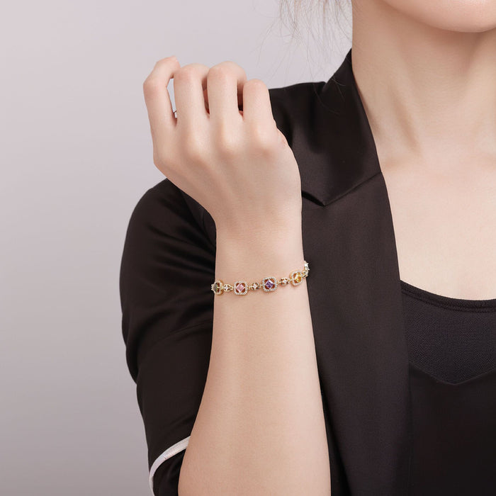 Wholesale Chic Colorful Zircon Women S Bracelet Copper Alloy Electroplated Party Gift Fashion Accessory For Resale