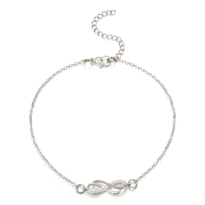 Wholesale Figure-Eight Buckle Anklet Diamond-Encrusted Anklet Beach Foot Jewelry