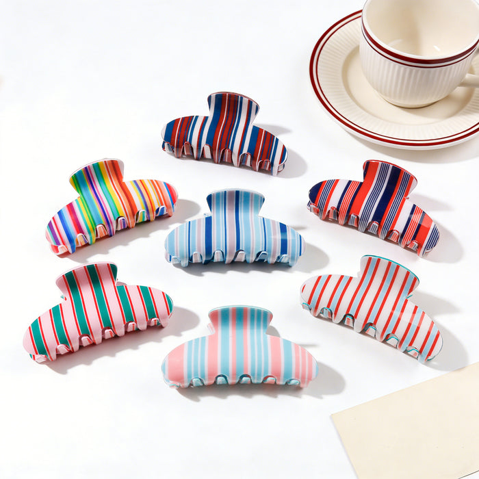 Wholesale Striped Shark Clip PVC Hair Claw Fashion Accessory For Everyday Styling And Boutique Resale