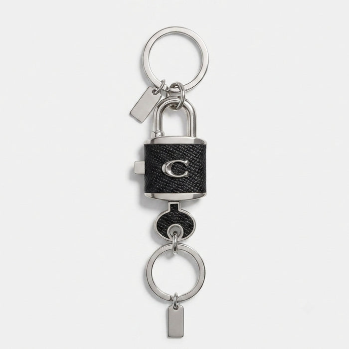 Wholesale Electroplated Alloy C Emblem Lock Keychain Retro Black White Bag Charm Car Key Accessory Boutique Resale Gift