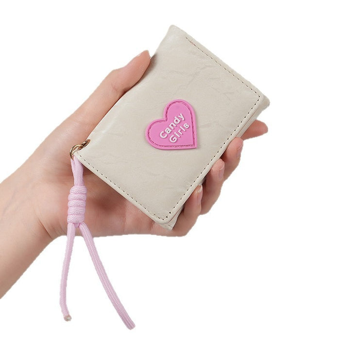Wholesale Lanyard Wallet Love Design PU Solid Color Daily Casual Women' s Wallet