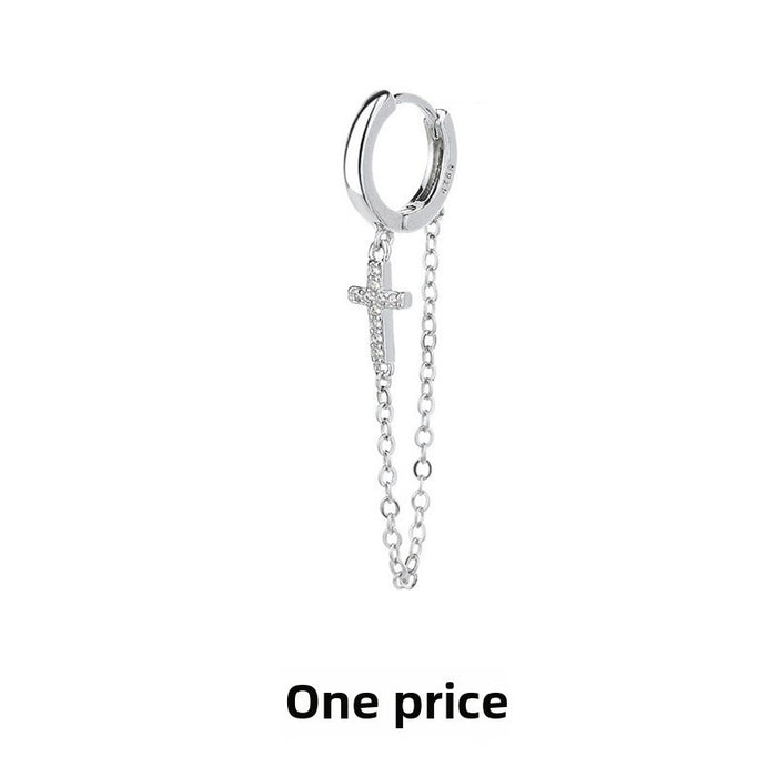 Wholesale Tassel Zircon Earrings Personalized Circle Long Earrings Earrings Square Diamond Full Diamond Chain Earrings Buckle