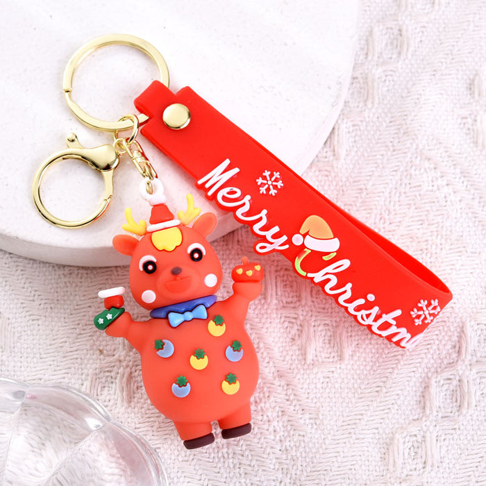 Wholesale Cute soft rubber Christmas keychain