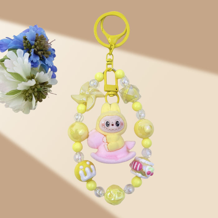 Wholesale Flocked Wizard Beaded Keychain