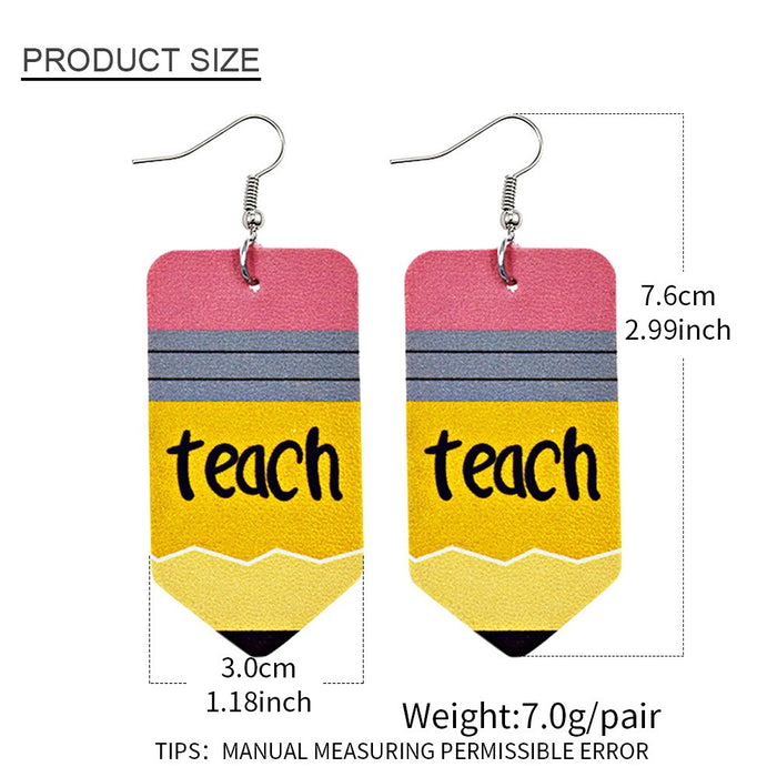 Wholesale Earrings Leather Tie Dye Color Double Sided Printing MOQ≥2 JDC-ES-PuCi002