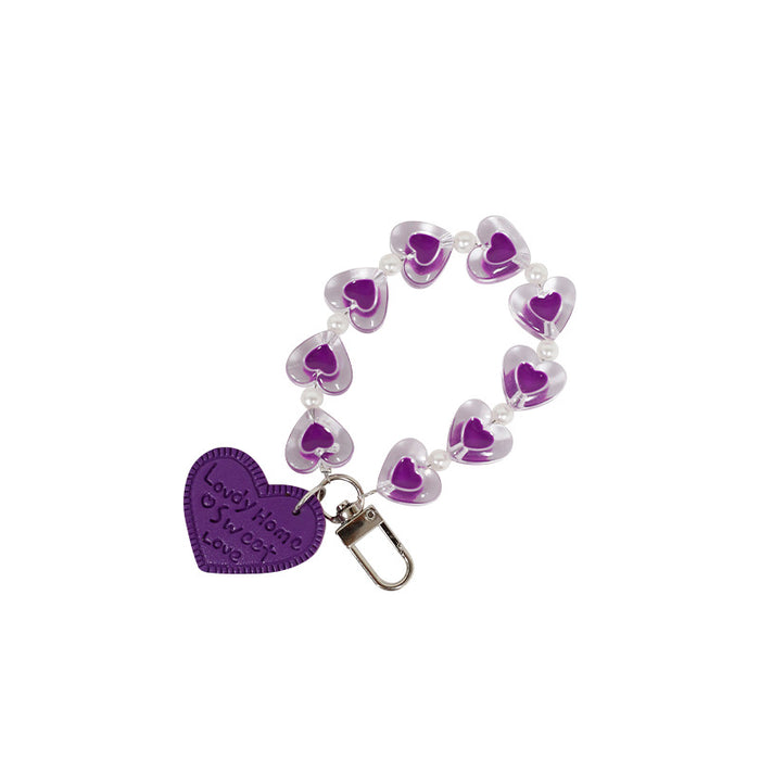 Wholesale fresh simple color love hand chain transparent acrylic chain mobile case accessories