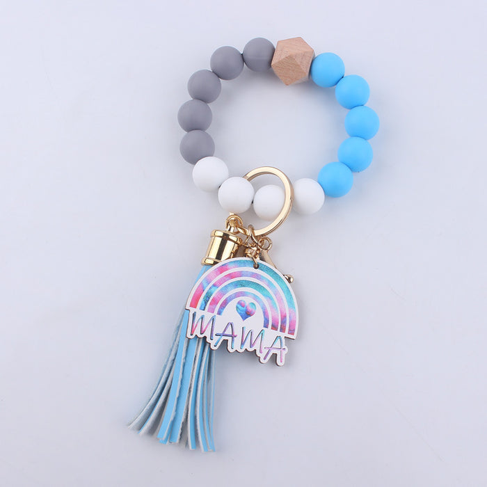 Wholesale Mother's Day Tassel Bracelet Silicone Keychain JDC-KC-GuangTian012