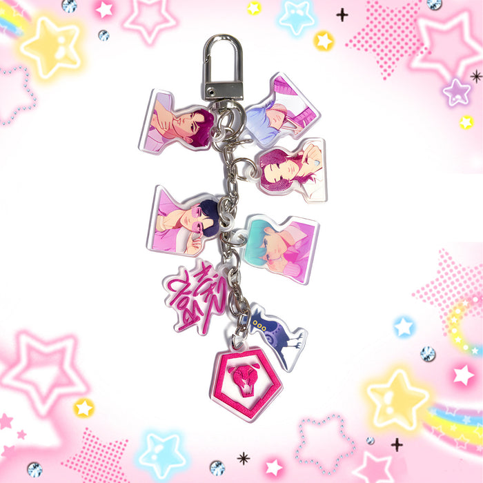 Wholesale Long string of cute K-pop cartoon character acrylic keychains